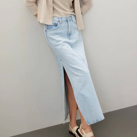 Agolde Denim Maxi Skirt SIZE 27 Jean Western Rigid Country Festival $258 FLAW - Picture 3 of 12